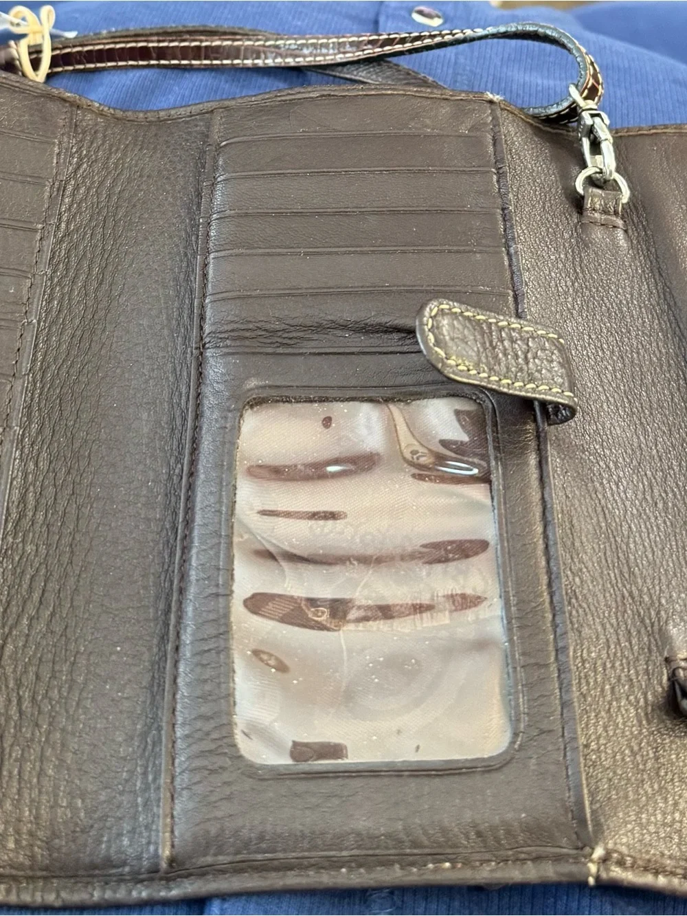 Brighton Women’s Brown Leather Wallet lwith Decorative Silver Chain